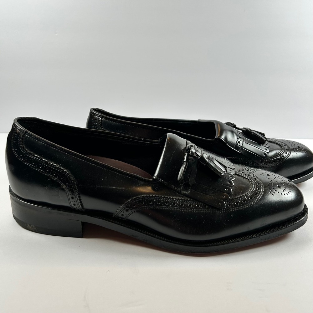Florsheim Mens Black Leather Tassel Kiltie Wingtip Loafer Dress Shoes Size 9.5 D - Picture 3 of 8